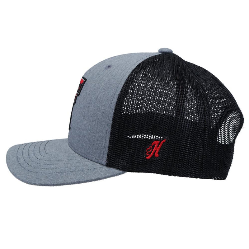 Texas Tech University Trucker Hat Grey/Black w/Hooey Logo (Red/Black)