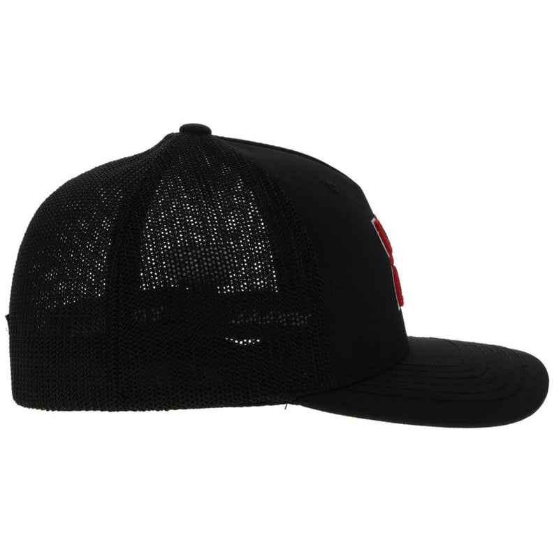 Texas Tech University Flexfit Hat Black/White w/ Red & White Hooey Logo