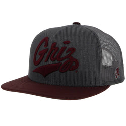 "University of Montana" Grey w/ Maroon Griz Logo Hat