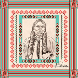 "Quanah" Cream/Turquoise/Pink/Maroon Satin Wild Rag