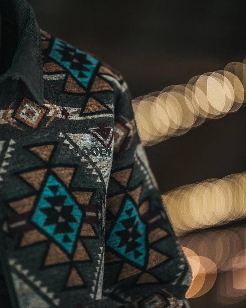 "Presidio" Hooey Bomber Jacket Tan/Brown Aztec Pattern