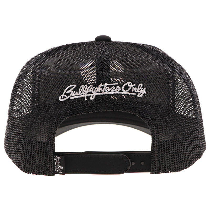 back of the black BFO hat with white B logo