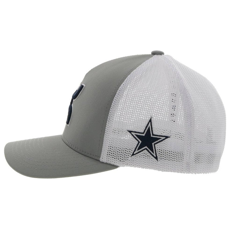 "Hooey Dallas" Flexfit Hat Grey/White w/ Blue & White Hooey Logo