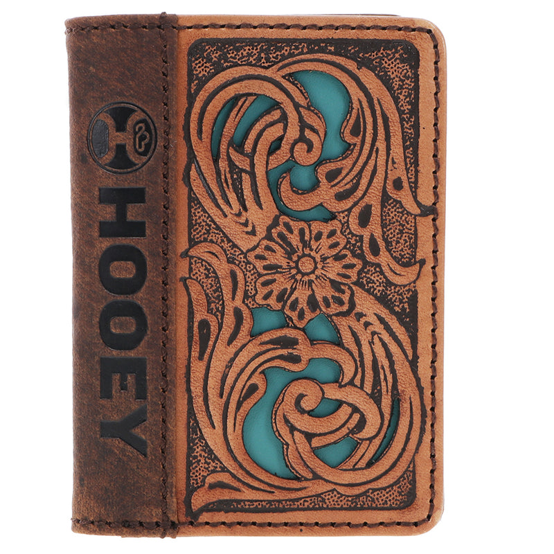 "Cash" Bifold Money Clip Tan w/Turquoise Inlay