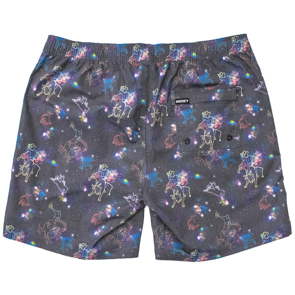 "Bigwake" Black w/Space Cowboy Pattern Board Shorts