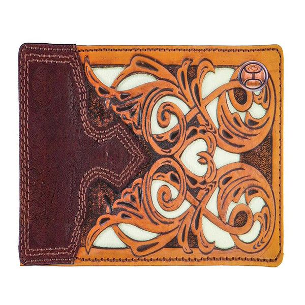 "Top Notch" Bifold Hooey Wallet Tan/ Brown w/Ivory Leather