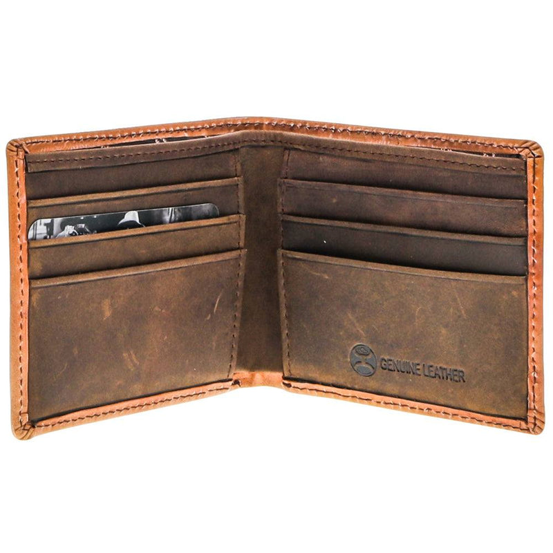 "Phoenix" Bifold Hooey Wallet Tan/Turquoise Leather