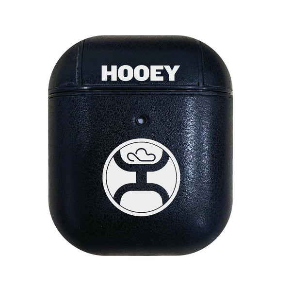 Black Leatherette/White Hooey Logo Airpod Case