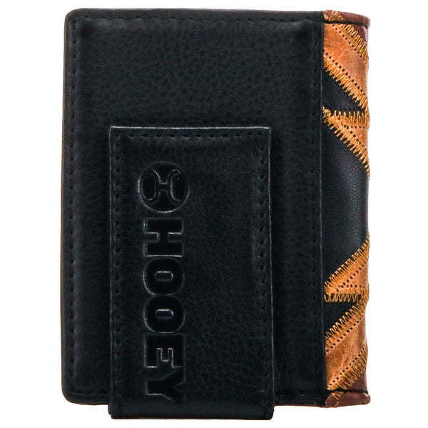 "Montezuma" Hooey Bifold Money Clip Brown/Black w/ Patchwork