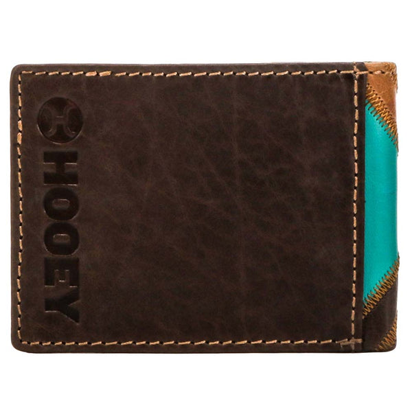 "Montezuma" Front Pocket Bifold Hooey Wallet Brown/Turquoise