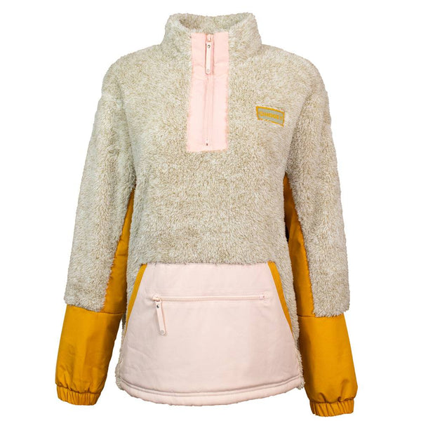 Youth "Girls Fleece Pullover" Tan w/Yellow/Pink Detailing