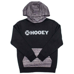 youth lock-up black hoody with grey pocket and hood