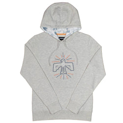 Prairie grey hoody with B bird logo and pattern in hood lining