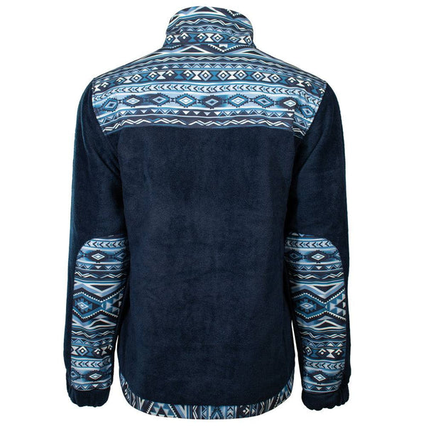 "Hooey Tech Fleece Jacket" Navy/Aztec