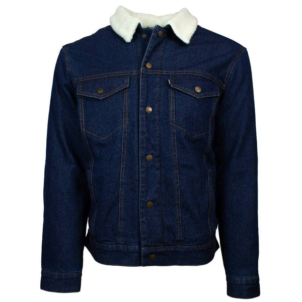 Hooey Denim Jacket in blue with cream sherpa lining