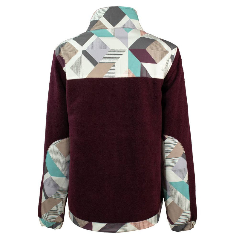 Youth "Girls Tech Fleece Jacket" Burgundy w/Multi-Color Print