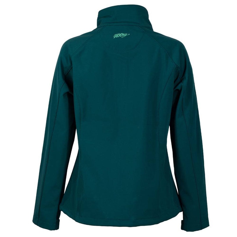 "Ladies Softshell Jacket" Teal w/Multi Color Pattern Lining