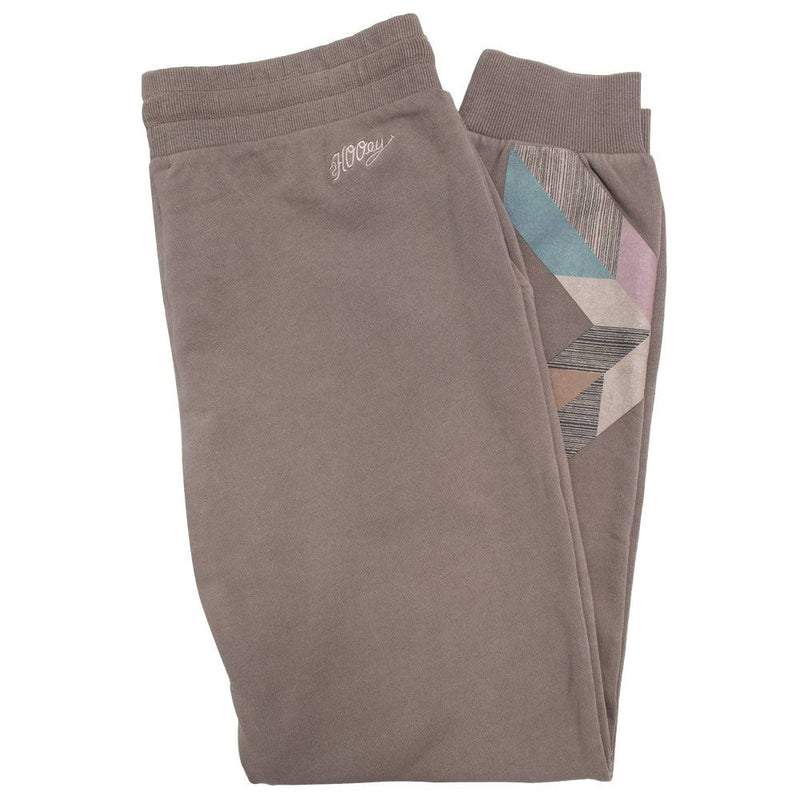 Homey Jogger in brown with maroon, white, tan, grey, green, blue pattern