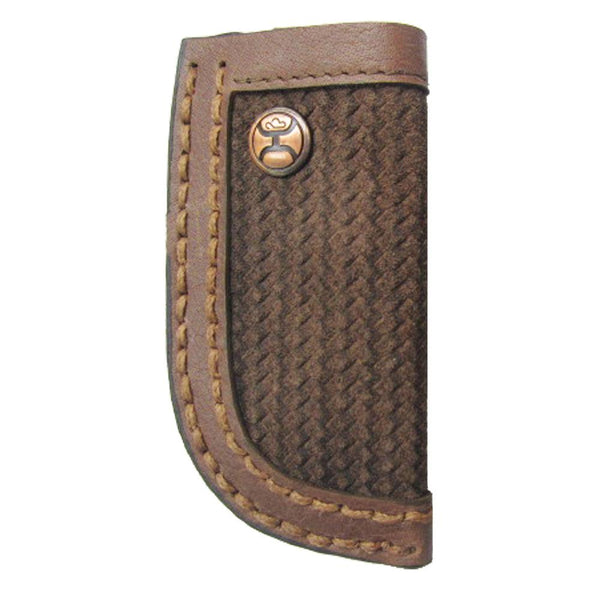 "Hooey Classic Roughout" Knife Sheath Brown w/Basket Weave