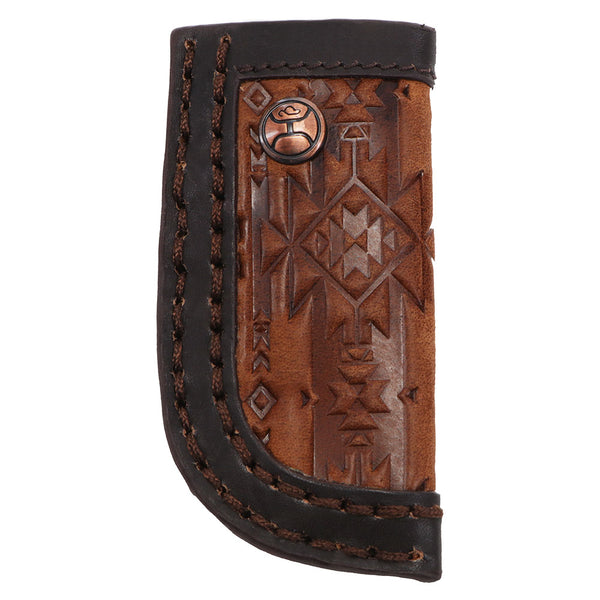 "Monterrey" Classic Hooey Knife Sheath Tan/Brown w/Aztec print