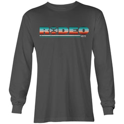 Rodeo long sleeve tee in grey with serape logo