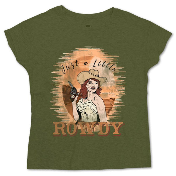 "Rowdy Jane" Olive T-shirt w/Cowgirl Logo