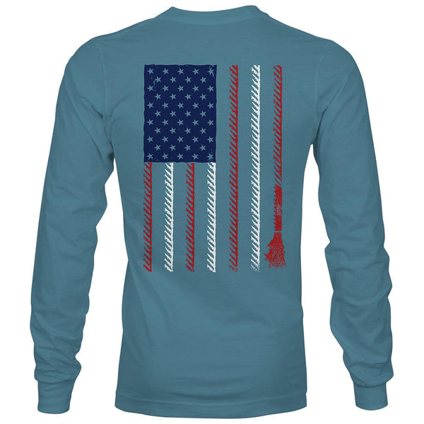 back of the liberty roper long sleeve tee in denim