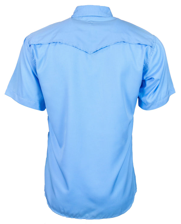 "Sol" Sky Blue Short Sleeve Pearl Snap Shirt