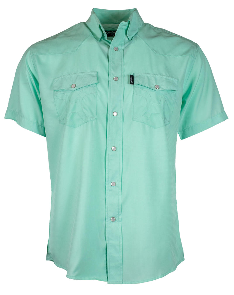 "Sol" Sea Foam Short Sleeve Pearl Snap Shirt