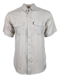 "Sol" Tan Short Sleeve Pearl Snap Shirt