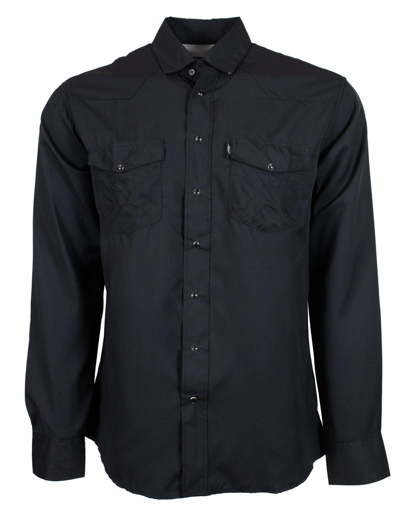 "Sol" Black Long Sleeve Pearl Snap Shirt