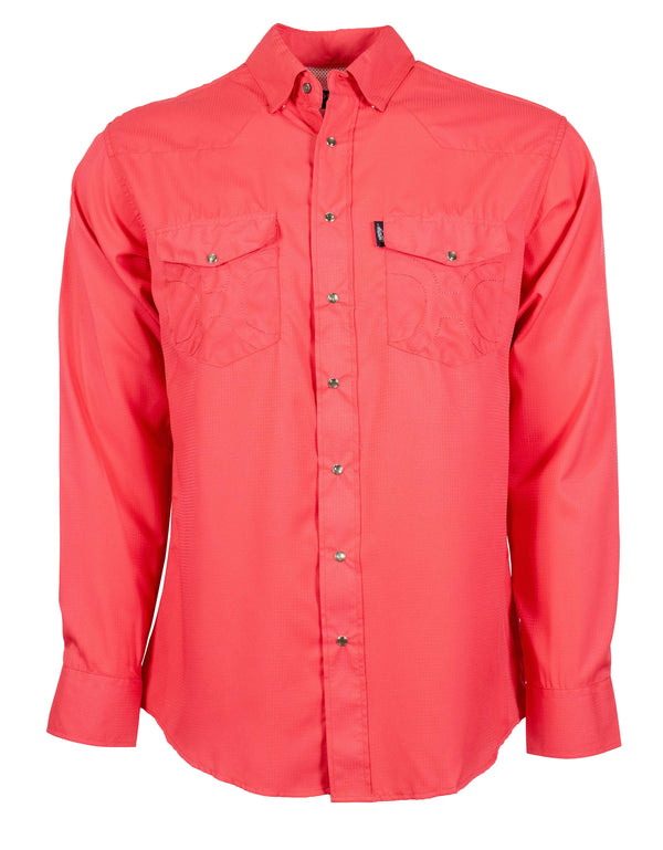 "Sol"Watermelon Long Sleeve Pearl Snap Shirt