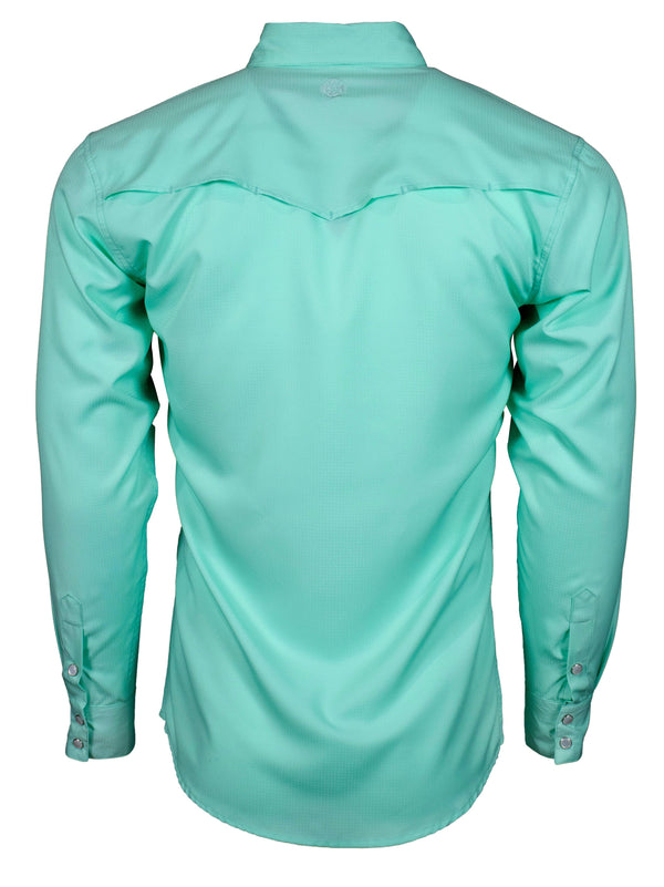 "Sol" Sea Foam Long Sleeve Pearl Snap Shirt