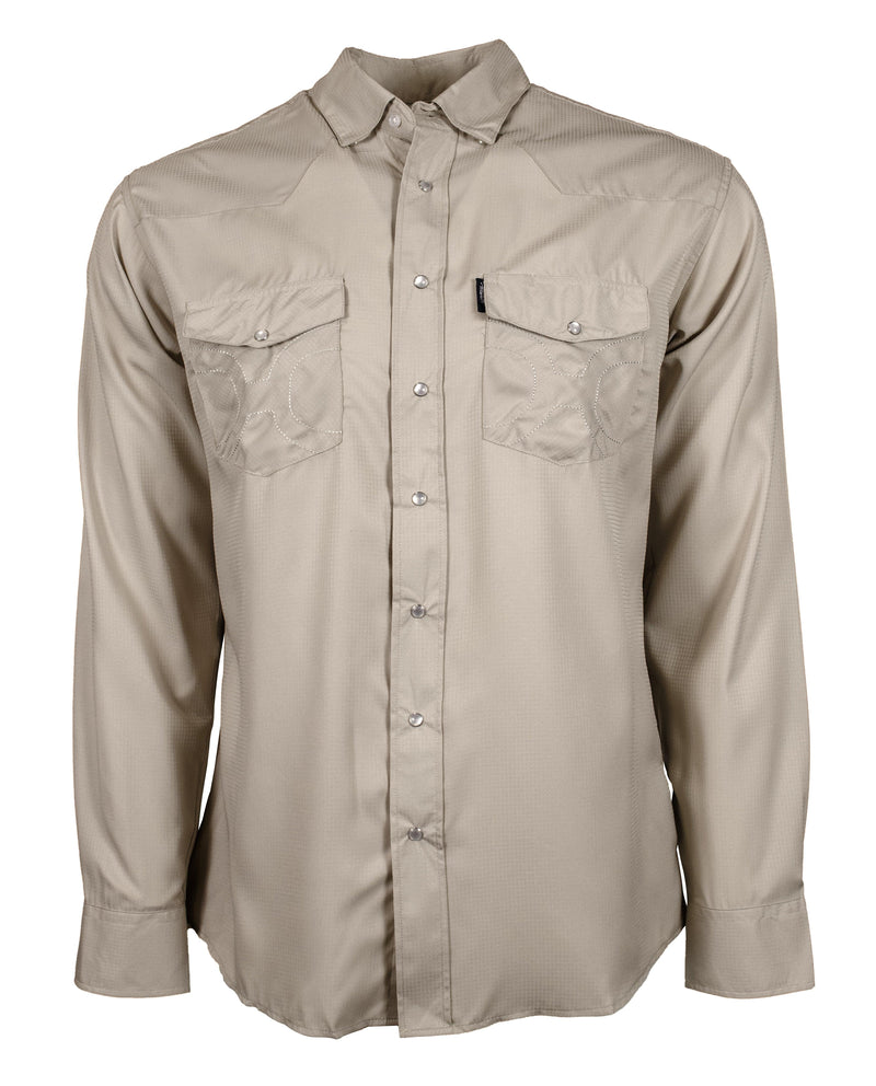 "Sol" Tan Long Sleeve Pearl Snap Shirt