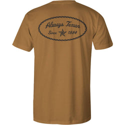 Lone Star Mustard tee with Always Texan logo in chacoal