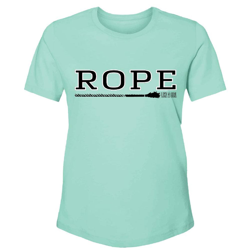 Rope teal tee with black and white rope logo across the chest