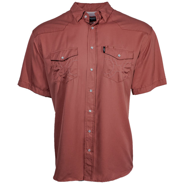 "Sol" Marsala Short Sleeve Pearl Snap Shirt