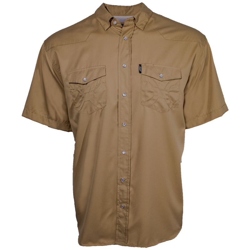 "Sol" Tigers Eye Short Sleeve Pearl Snap Shirt