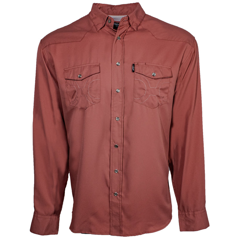 "Sol" Marsala Long Sleeve Pearl Snap Shirt