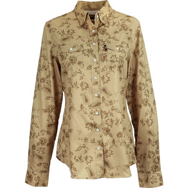 New! "Sol Competition" Ladies Tan Floral Print Long Sleeve