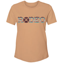 Rodeo tee in sienna with serape logo