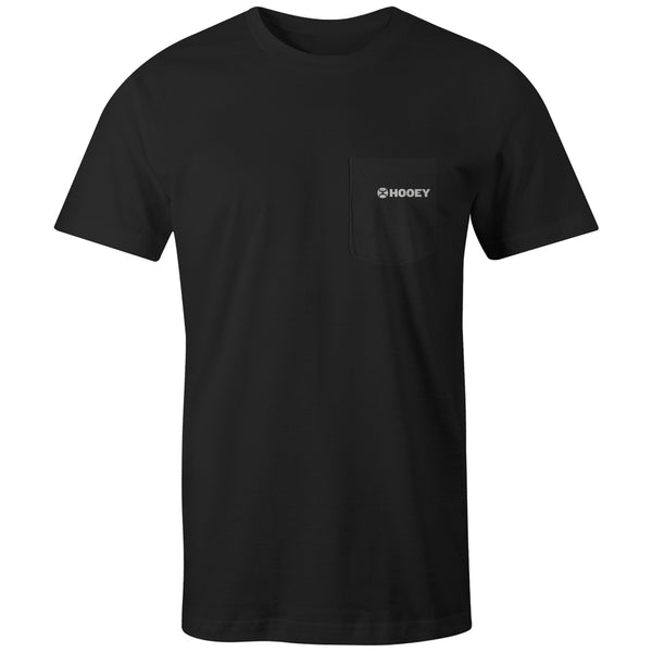 front of the Youth Zenith black tee with white Hooey logo