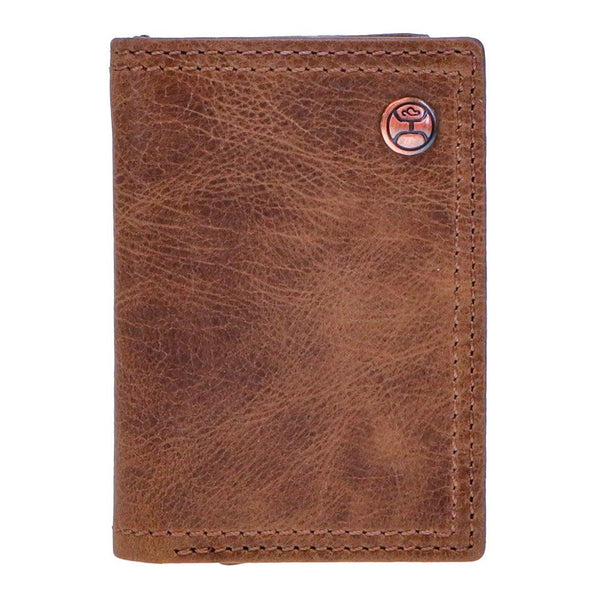 "Hooey Classic" Smooth Brown Trifold Wallet