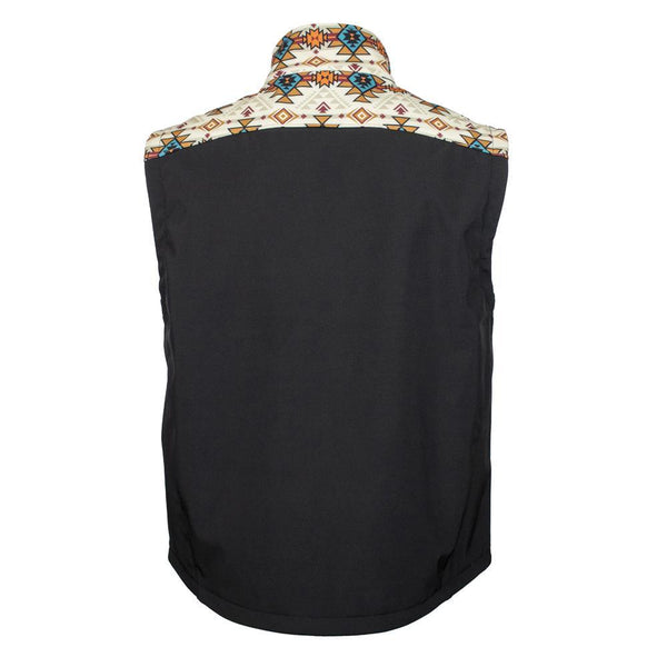 Youth "Hooey Softshell Vest" Black w/Cream Pattern