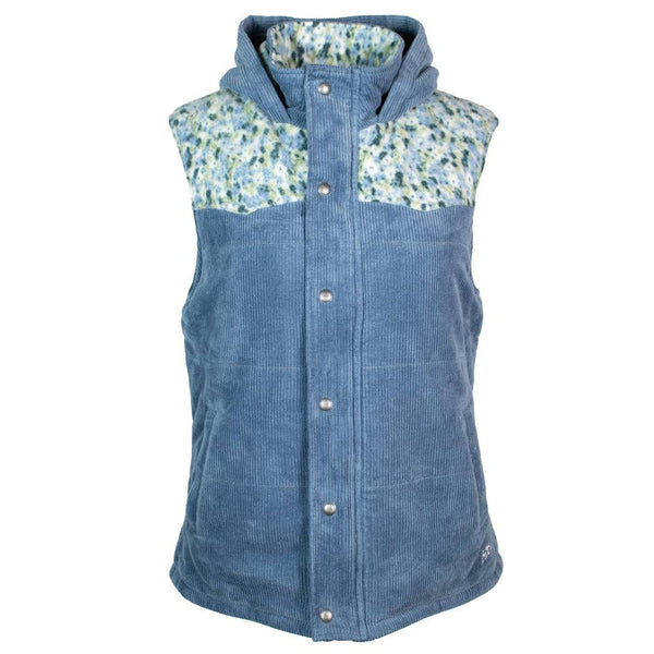 Youth "Hooey Girls Hooded Vest" Blue/Floral Print