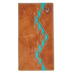 "Tonkawa" Rodeo Hooey Wallet Tan w/Turquoise Aztec