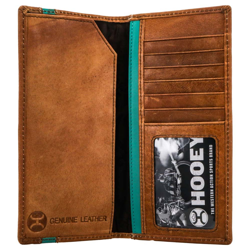 "Tonkawa" Rodeo Hooey Wallet Tan w/Turquoise Aztec