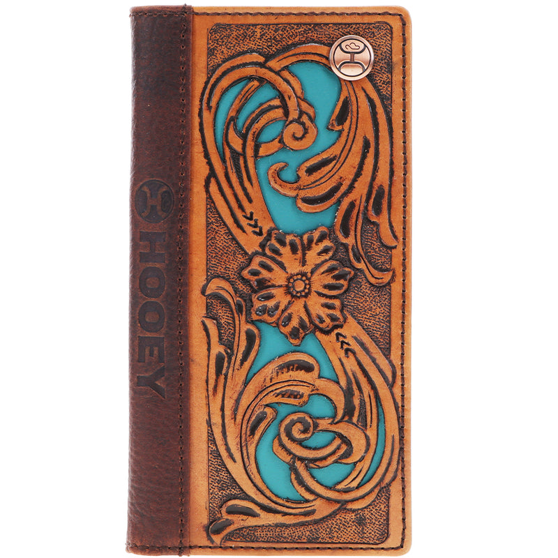 "Cash" Rodeo Hooey Wallet Tan w/Turquoise Inlay