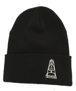 hooey hats, black beanie with hog oil rig logo