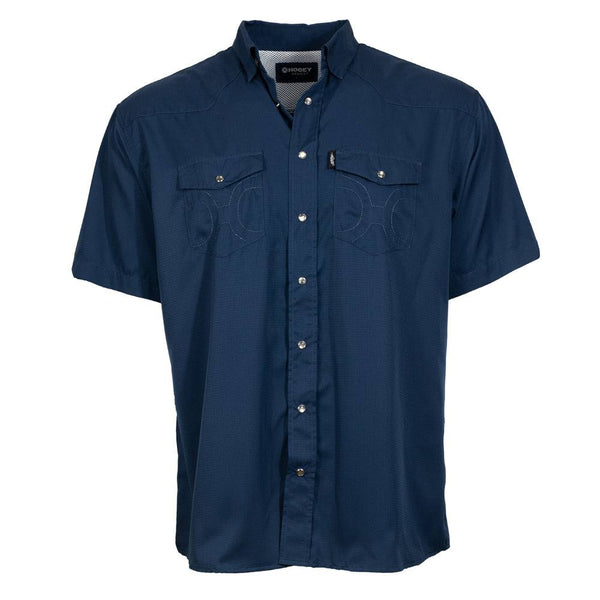 "Sol" Navy Short Sleeve Pearl Snap Shirt